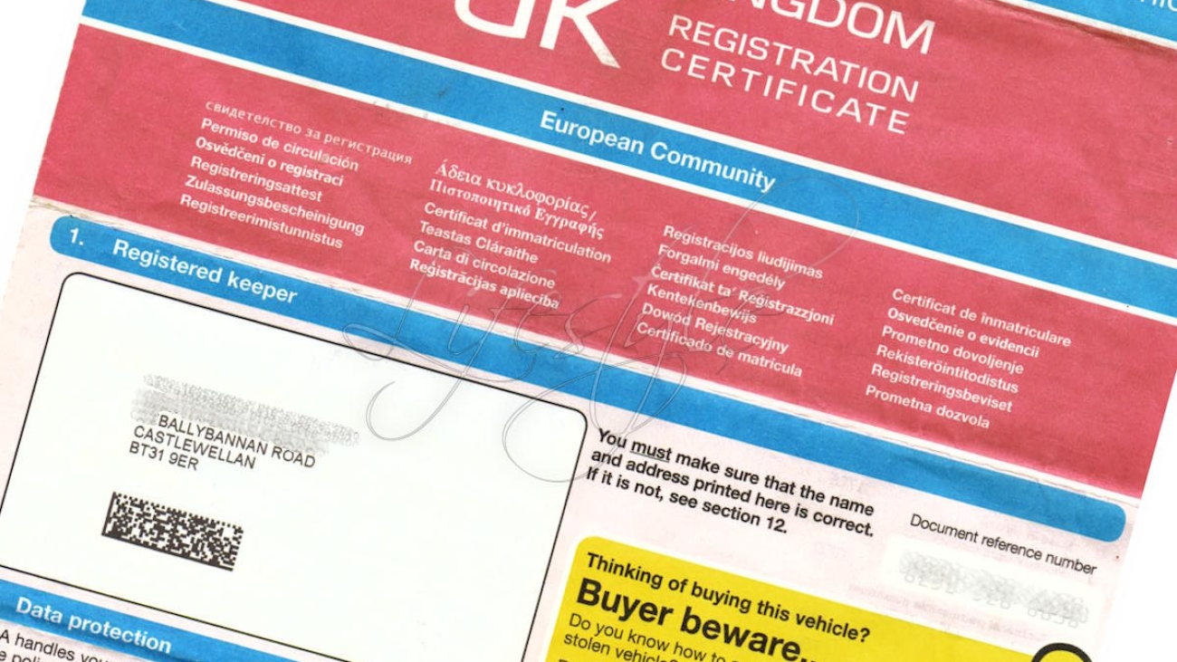 UK vehicle V5 with Northern Ireland Address