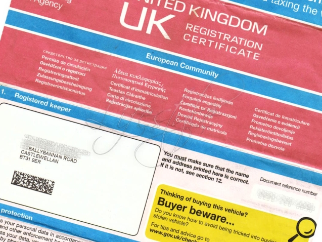 UK vehicle V5 with Northern Ireland Address